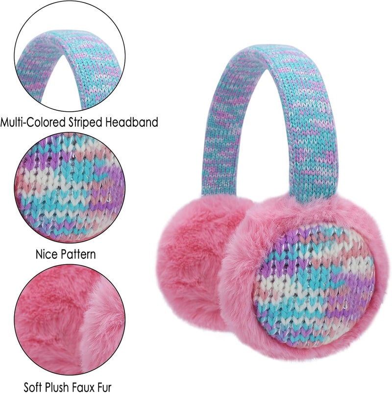 BUTITNOW Winter Knit EarMuffs for Kids Warm Furry Girls Ear Muffs Plush Toddler Ear Warmers Outdoor Ear Covers - Image 2